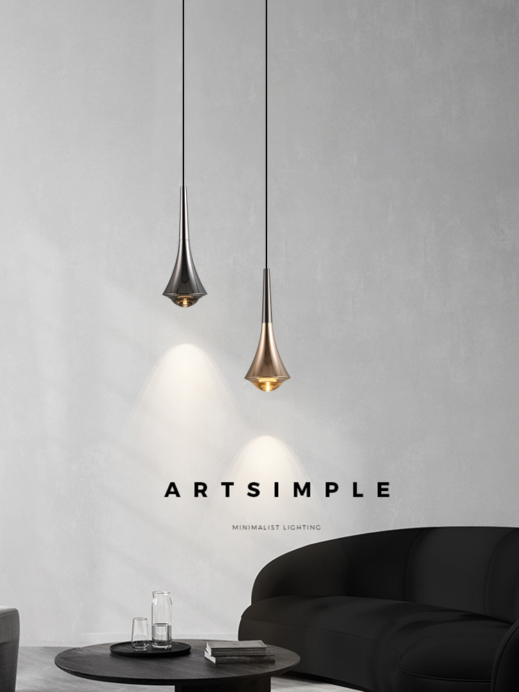 卧室床头吊灯现代轻奢简约吧台创意D几何背景墙长吊线可调节小吊