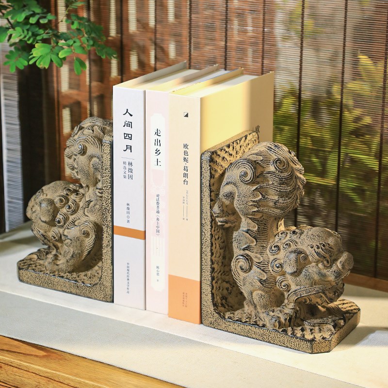 新中式家居饰品室内书房q办公室桌面书立摆件展示柜仿古装饰品摆