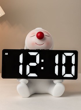创意兔子时钟g摆件数字智能小闹钟儿童房桌面电子钟卧室摆台式钟