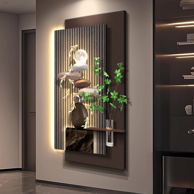 现代无障碍豪华水培绿色植物入口装饰画鱼财走廊走Q廊挂画高端砂图片