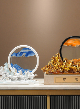 万马奔腾招财沙漏流沙画摆件客厅办公H室酒柜装饰品公司开业礼品