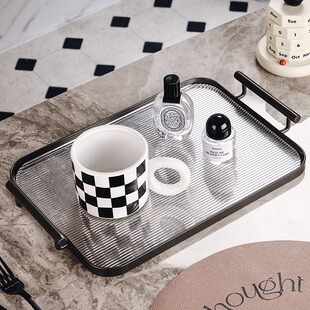 家用高级感长方形压克o力托盘轻奢甜品盘放茶杯水杯子托盘2023新