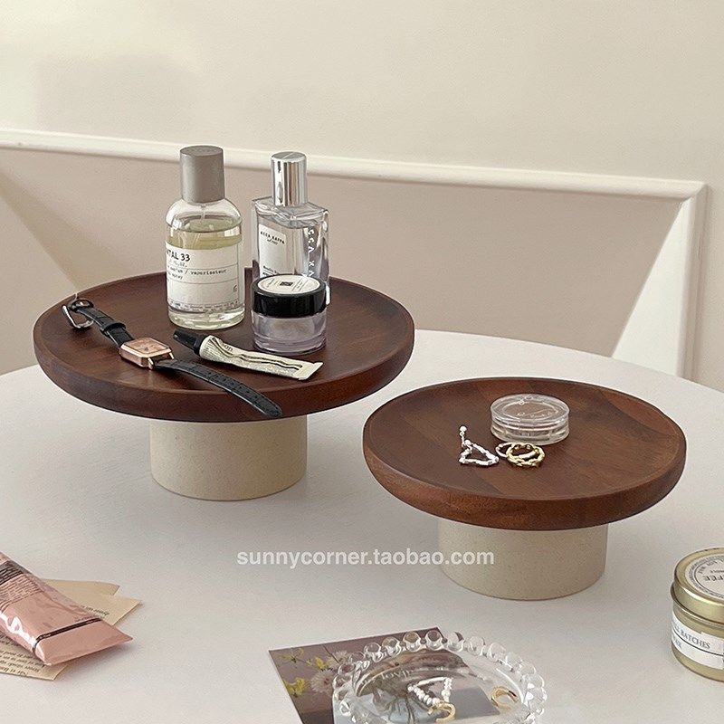 复古相思木高脚i托盘化妆品饰品收纳盘展示盘桌面收纳盒玄关置物,收纳整理,桌面收纳盒,淘宝优惠券,粉丝福利购,淘宝优惠卷