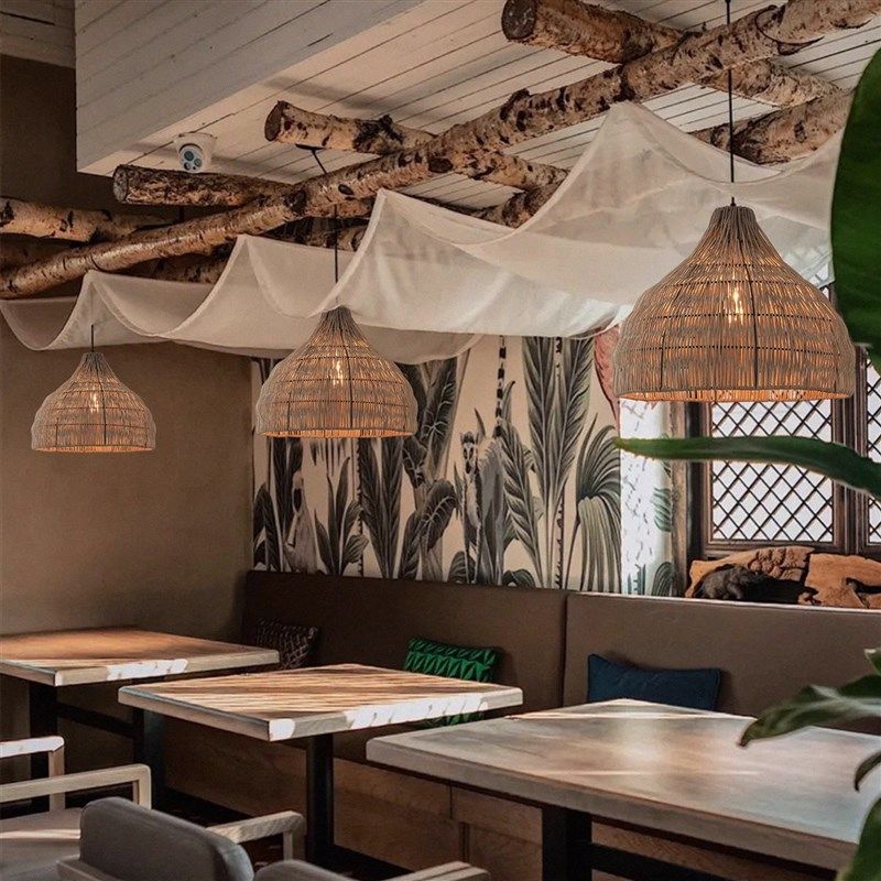 侘寂风藤编吊灯创k意个性民宿餐厅编织艺术灯罩酒吧火锅店仿古灯,家装灯饰光源,酒店/宴会厅/餐饮吊灯,淘宝优惠券,粉丝福利购,淘宝优惠卷