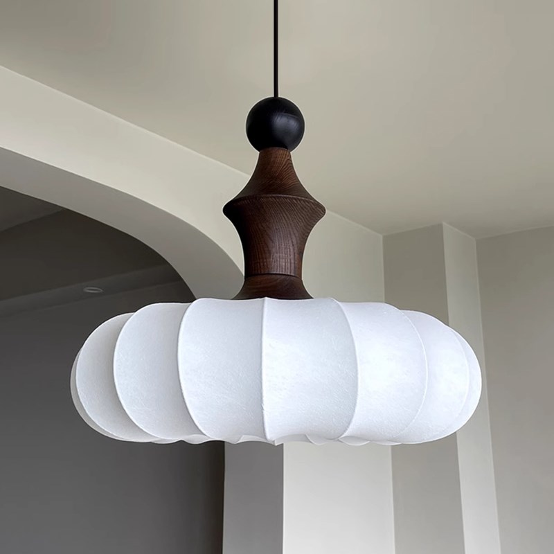 法式中古风客厅蚕丝吊灯复古卧室灯原木风餐厅高级感房.间书房灯