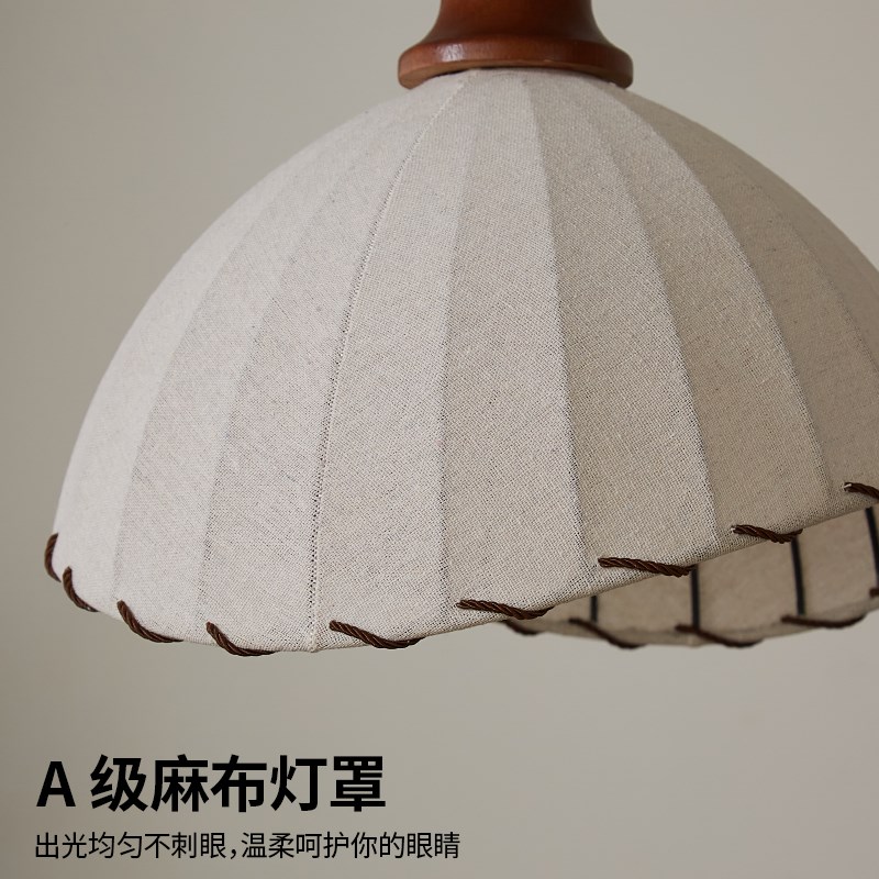 实木中古饭厅灯南洋风法式布艺升降餐G桌吧台吊灯侘寂风覆古饭厅