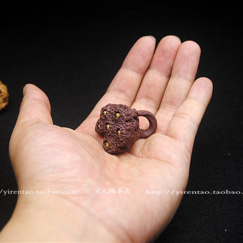 宜兴紫砂壶原矿全手工名家老段泥枯莲蓬M茶宠茶玩文玩茶具摆件