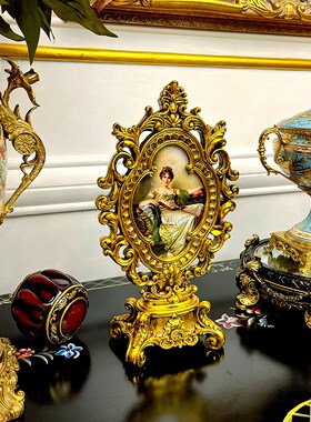 极繁手工 法式别墅中古精致摆件玄关桌面美式欧式U复古高端装饰品