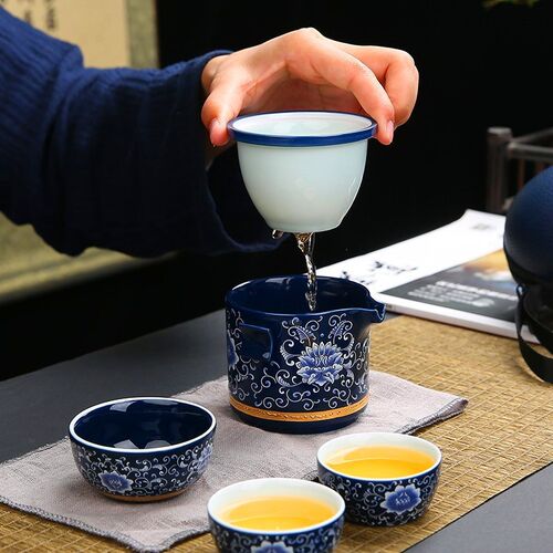 快客杯便携式旅行包功夫茶具套装陶D瓷一壶两杯随身户外泡茶壶茶