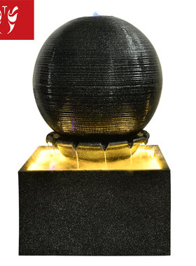 欧式圆球家居客厅流水摆件简约转运球玄关O招财落地水景工艺品