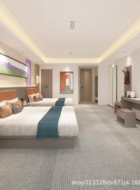 连锁酒店床家具标间全套床箱简约现代宾馆民宿单间公寓双人床