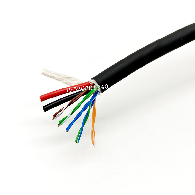 耐低温8芯双绞屏蔽网线加2芯电源一体电缆cat5e/6A+2*10|13|14AWG