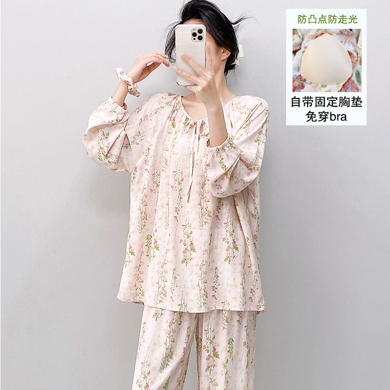台州雅邦服饰有限公司新款棉绸长袖睡衣女夏季薄款家居服日系网红