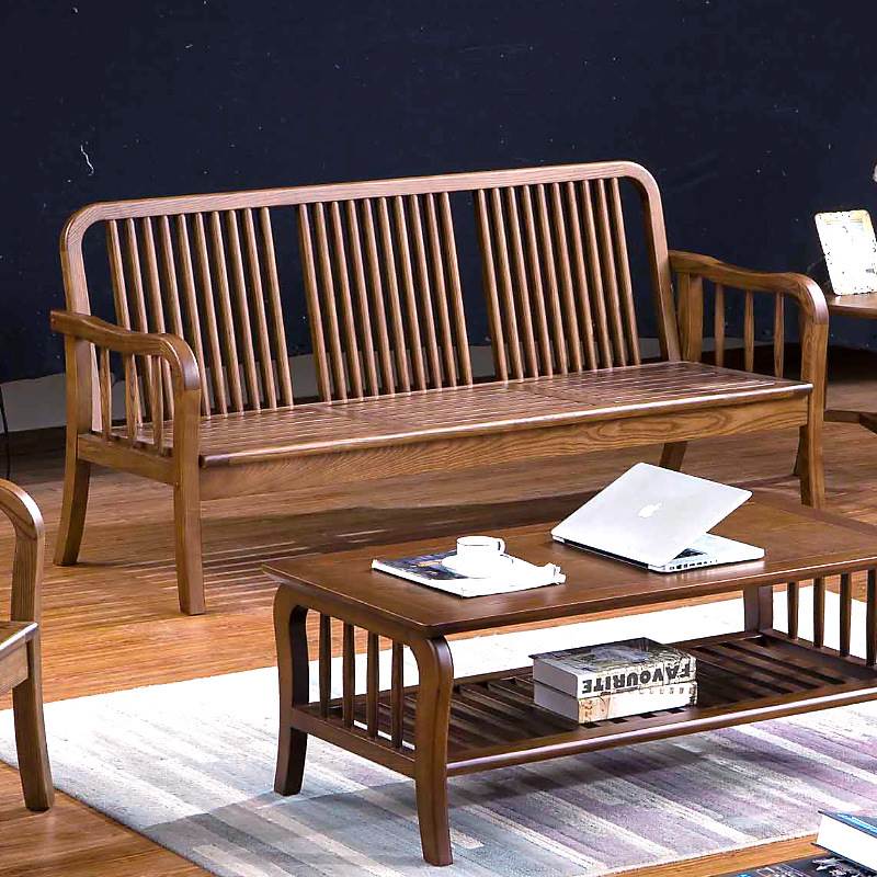 实木沙发冬夏二用小客厅白坯三座位薄垫广东佛山家具顺德龙江乐从