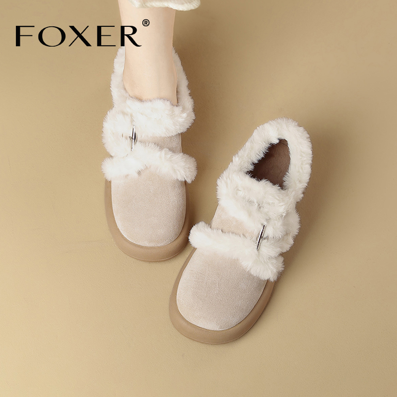 FOXER厚底勃肯鞋外穿加绒厚保暖