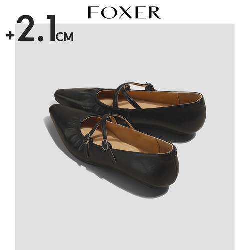 FOXER法式复古黑色玛丽珍鞋女款