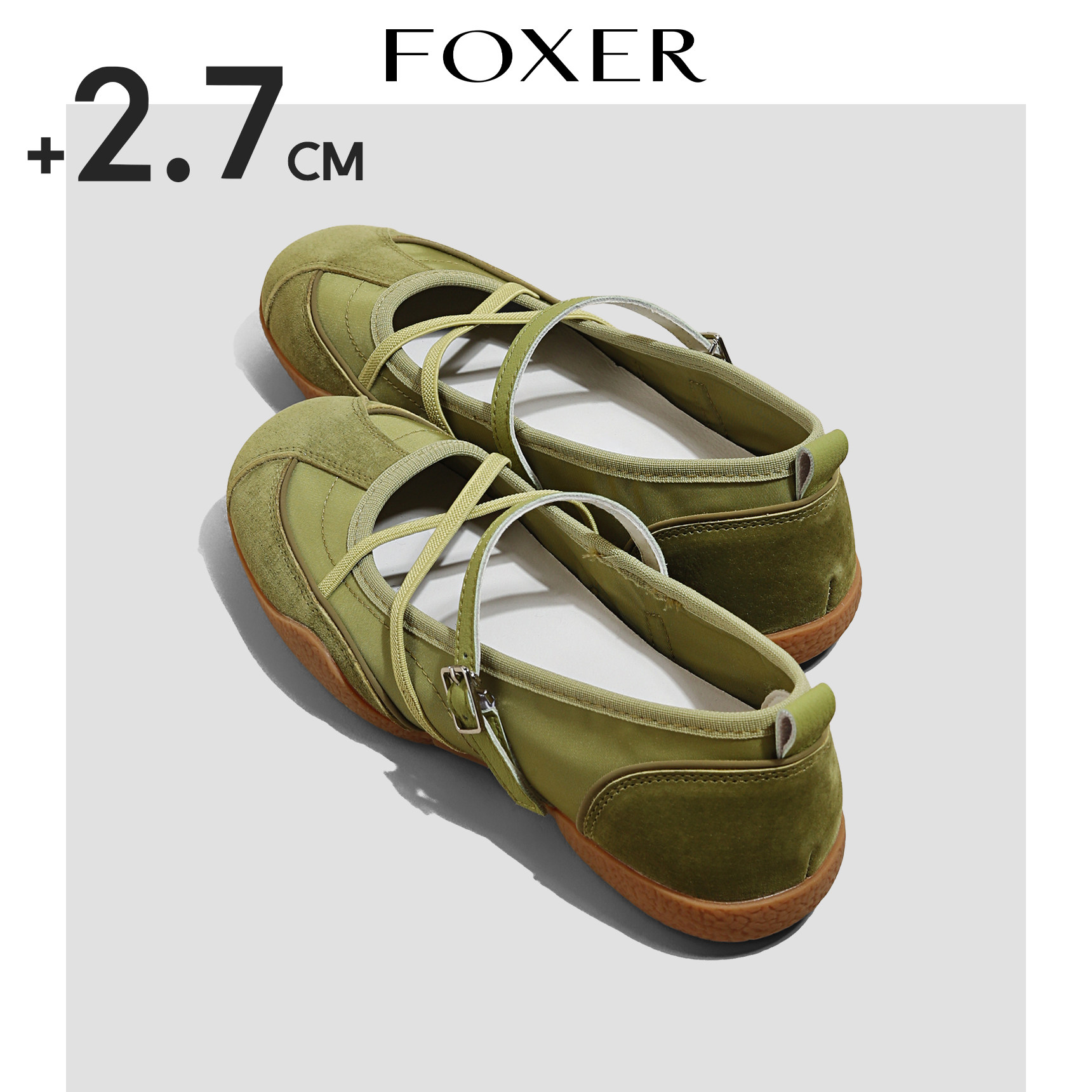 FOXER森系绿色玛丽珍鞋女款软底