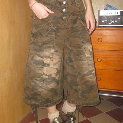 速发大仔美式复古宽松工装迷彩牛感七分裤男街头设计码直筒阔腿裤