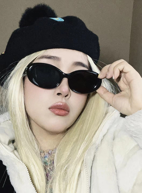 速发20款新2复古黑色椭圆太镜高级感街拍外紫防线太镜