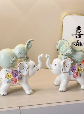 速发大象葫芦创件轻奢客厅电视柜酒柜装饰品摆意陶礼乔迁新居瓷品