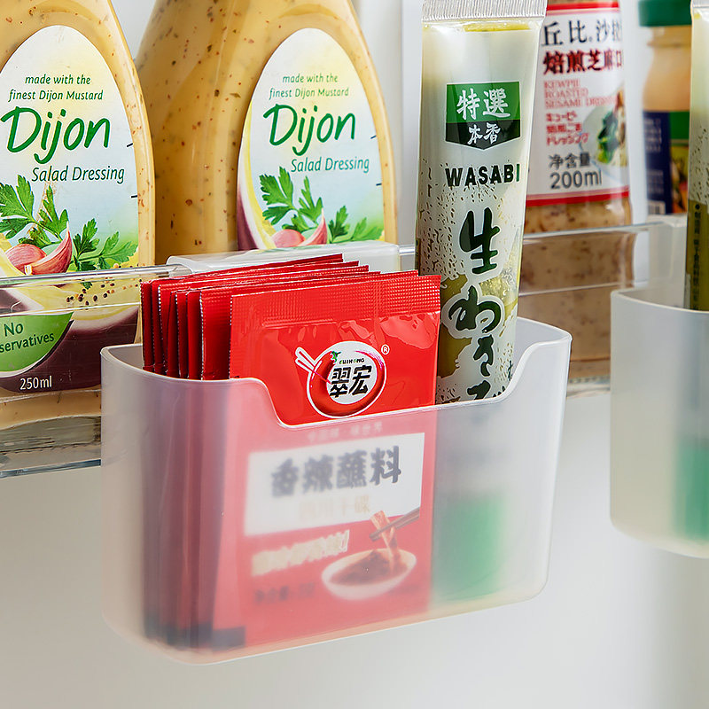 速发冰箱侧门收纳盒壁挂小调料物酱包储物盒式物件整理储包架置物
