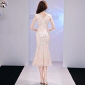 速发宴会晚礼服2025新款 主小人性感礼持服裙子小个 气质鱼尾中长款