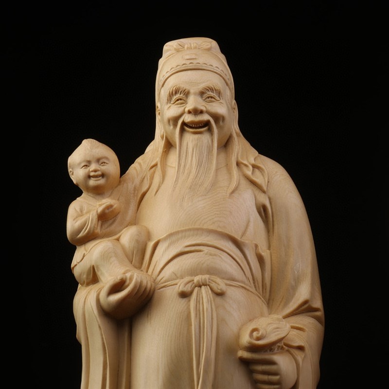 速发黄杨木雕人物精致家居雕刻佛像摆件福禄寿手工艺品
