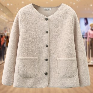 速发羔羊毛外套高级感秋冬码款时尚大新中年妈妈洋气减龄颗粒绒上