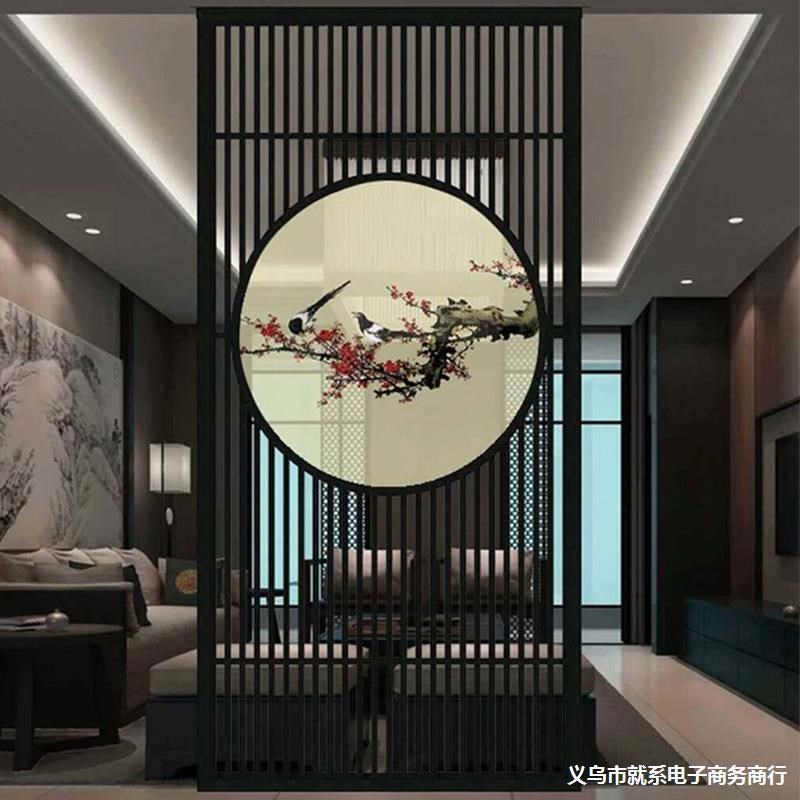 速发中式实木玄关隔断 客厅入户落地酒店茶室栅栏办公室座屏花格