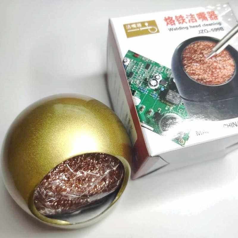 热销新品铜丝球电烙铁头洁嘴器 吸锡铜球烙铁咀器带底座现货除锡