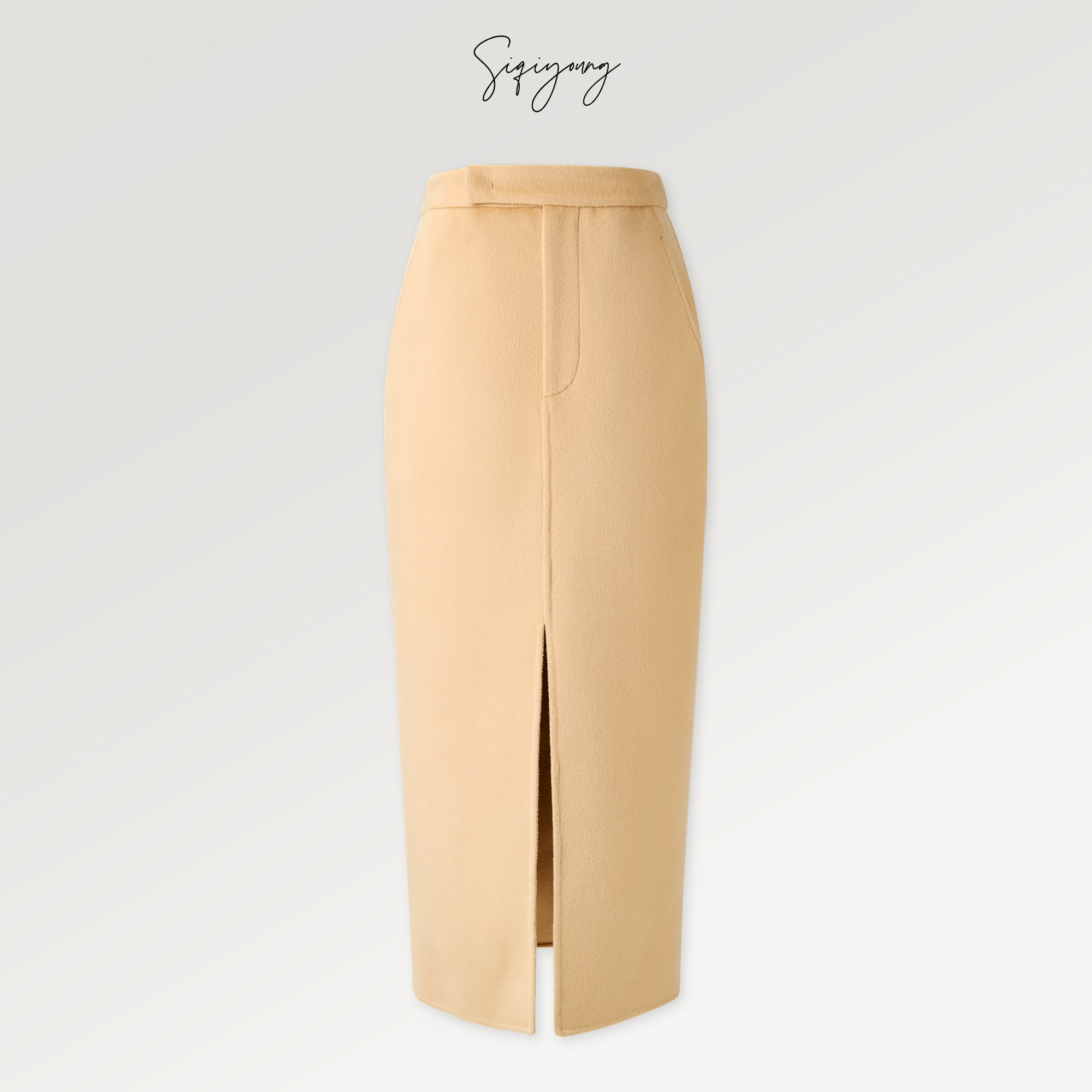 SIQIYOUNG小山羊绒前开衩半裙