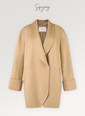 SIQIYOUNG 1980S小于14微米100%小山羊绒摩登复古手工大衣现货