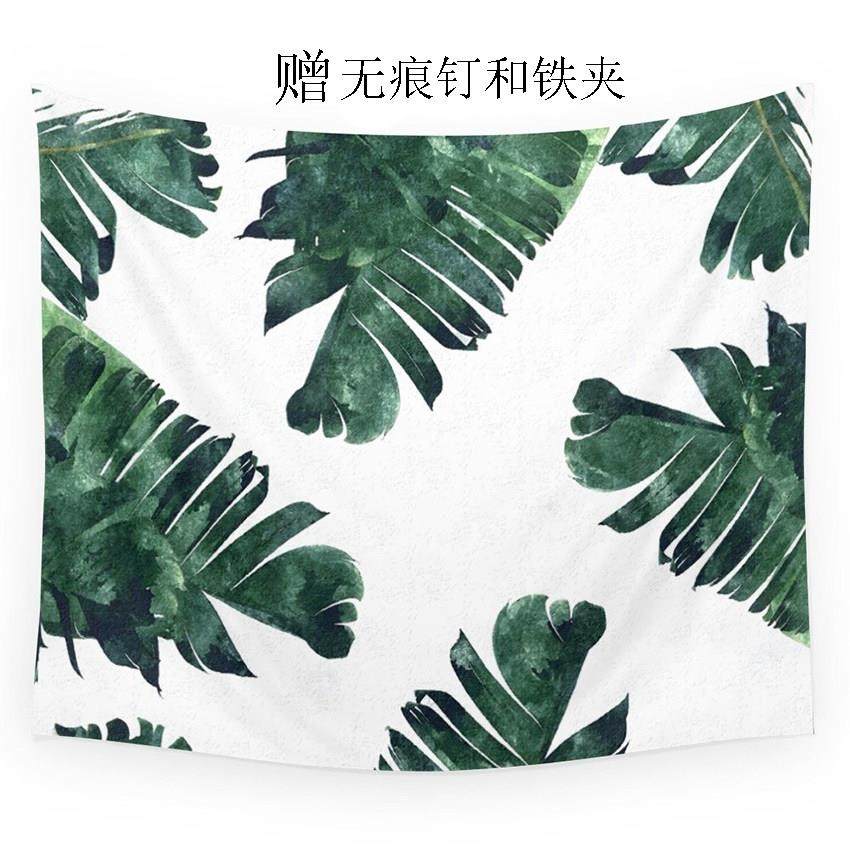 听猫说 北欧植物白底芭蕉叶挂布挂毯壁毯背景布沙发巾桌布沙滩巾,居家布艺,挂毯/壁毯,淘宝优惠券,粉丝福利购,淘宝优惠卷