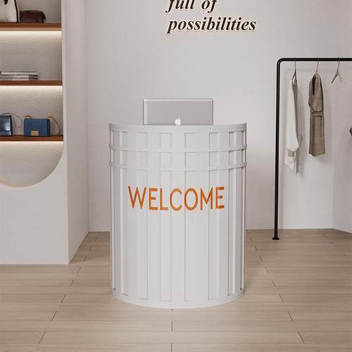 小型收银台吧台服装商铺迎宾接待台前台圆弧形小柜台导购台咨询台