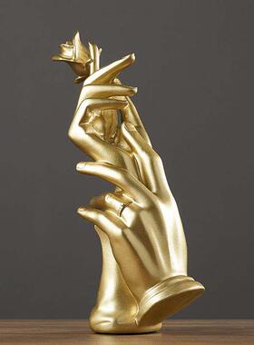 北欧轻奢家居客厅玄关装饰品摆件执子之手结婚礼物抽象工艺品摆设