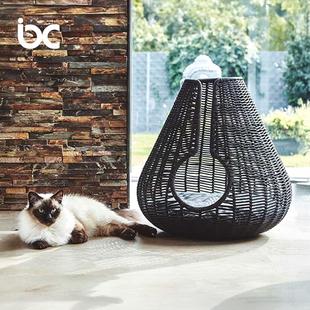 北欧水滴藤编猫洞四季 ibc 猫窝封闭式 猫床可拆洗保暖宠物猫狗用品