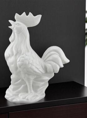 陶瓷创意十二12生肖动物小摆件招财白色鸡风水家居办公摆设工艺品