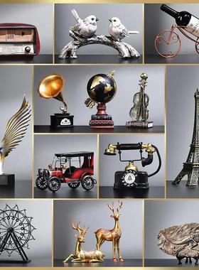 覆古怀旧小摆件留声机书柜创意家居客厅欧式轻奢酒柜装饰品