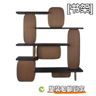 北欧烤漆书架书柜简易落地置物架家用一体学生阅读柜实木书柜书桌