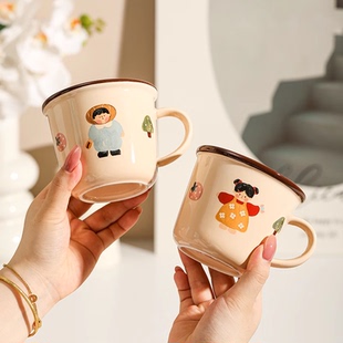 马克杯水杯家用杯子儿童陶瓷杯一家三口四口可爱亲子杯情侣咖啡杯