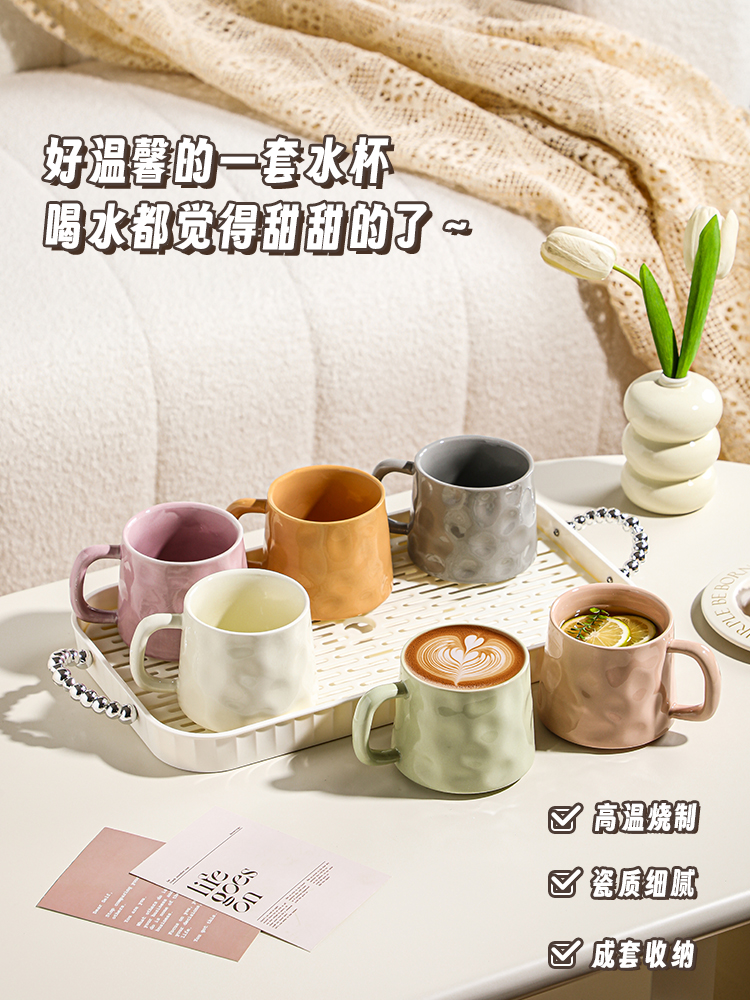 乔迁新居水杯套装家用杯具客厅喝水陶瓷杯子一家人马克杯早餐咖啡