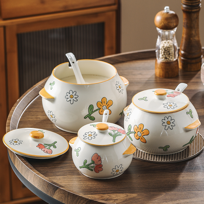 双耳猪油罐家用辣椒油泼辣子专用罐陶瓷耐高温荤油罐带盖调味料罐