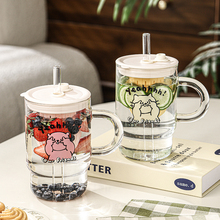 玻璃水杯茶杯茶水分离杯子2025新款男女士高颜值高级感轻奢吸管杯