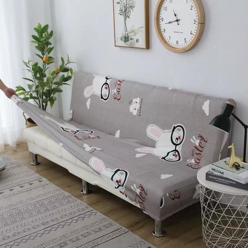 夏客厅简易两用折叠无扶手沙发床套罩弹力保护套全包盖四季通用型