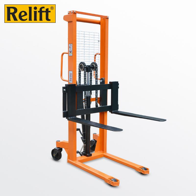 锐励1.5吨重型手动堆高车双门架液压升高车脚踏升降叉车装卸堆高