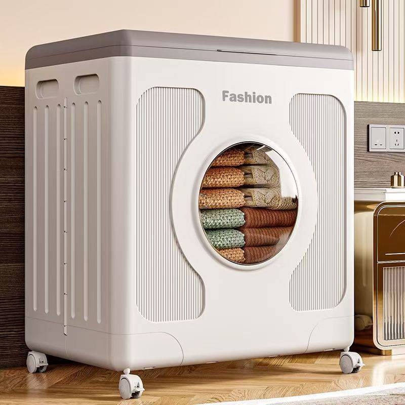 衣服收纳箱大容量超大翻盖整理箱家用带轮折叠卧室衣物被子储物柜