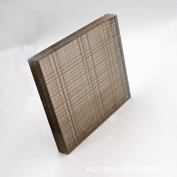 厂家来图来样夹丝艺术玻璃 简约条纹 棕色条纹 雕刻条纹艺术玻璃