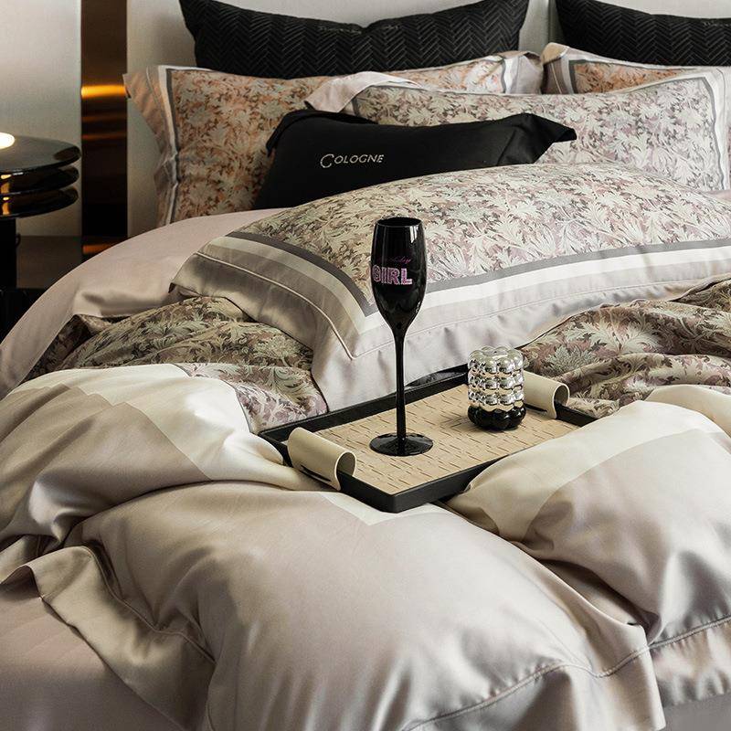 家纺美式100S纯133天长绒棉床单四件套棉丝被套新款滑床上丝用品