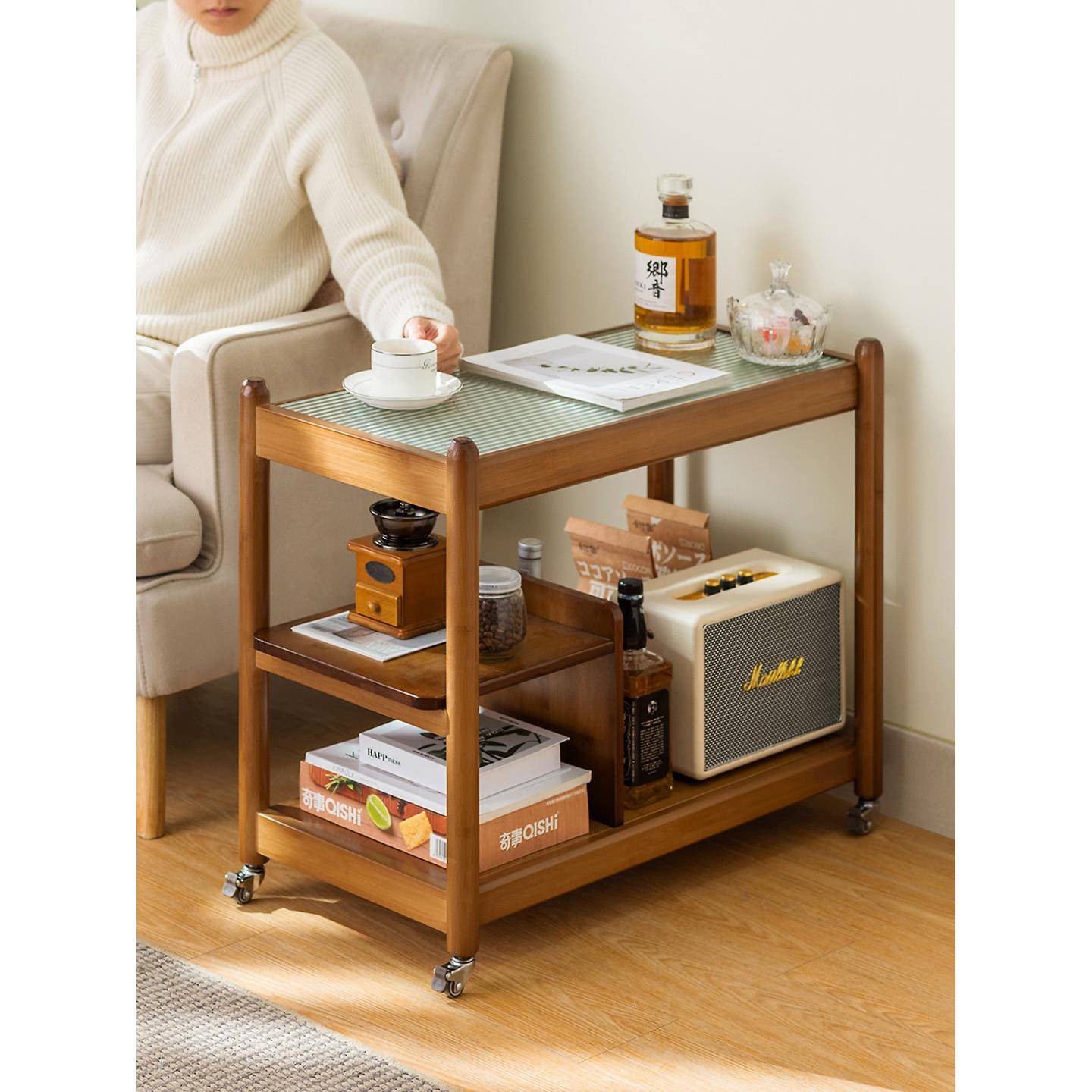 边茶移动几茶桌简约小2023-W-Z子迷你角几小方桌桌沙发边桌床头几