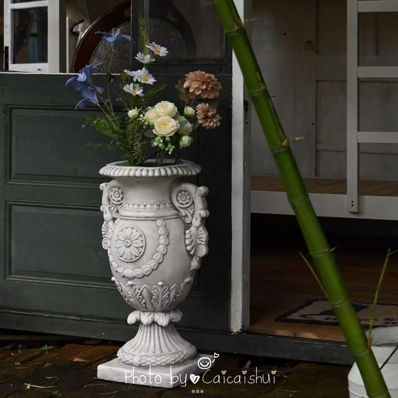 欧式落地大花瓶酒店大堂民宿软装摆件花盆户外庭院花园植物花缸